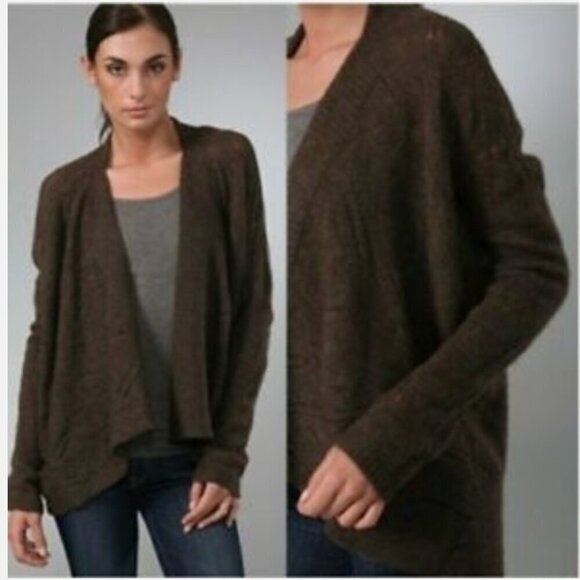 VINCE women's S yak hair/wool drop needle open front cardigan sweater EUC - Picture 2 of 7